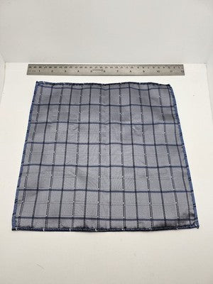 Mens Pocket Square Blue Vtg Retro Wedding Pre-Loved Vintage Poly 8''-10'' Silk Handkerchief