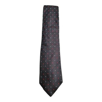 Harrods Black Spotted Silk Tie Mens Vintage Retro Wedding Formal Designer Classic Necktie