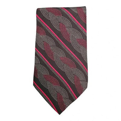 Vintage Cerruti 1881 Black and Red Pattern Tie Mens Retro Wedding Formal Designer Classic