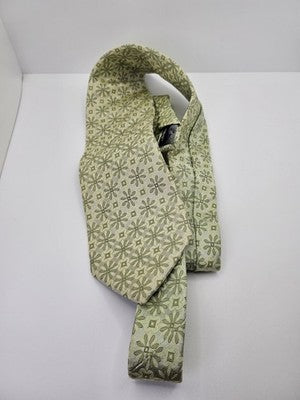 Ted Baker Endurance Silk Tie Mens Green Floral Geometric Wedding Neck Tie Vintage Retro Formal