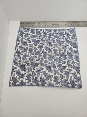 Mens Pocket Square White Vtg Retro Wedding Pre-Loved Vintage Poly 8''-10'' Silk Handkerchief