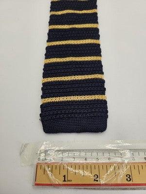 Michelsons Skinny Knitted Navy Tie Men Striped Woven Square End Necktie Mod Mens Vintage Retro