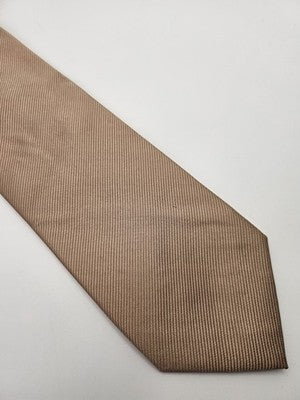 Van Buck Silk Tie Mens Beige Bronze Ribbed Textured Twill Wedding Neck Tie Vintage Retro Formal