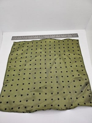 Mens Silk Pocket Square Green Polka Dot Vtg Wedding Handkerchief Hankie Formal Suit Vintage