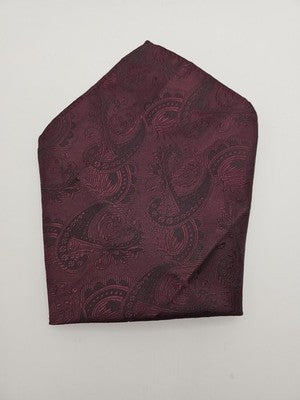 Mens Pocket Square Burgundy Vtg Retro Wedding Pre-Loved Vintage Poly 8''-10'' Silk Handkerchief