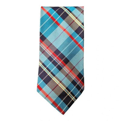 Trussardi Action Blue Check Silk Tie Mens Vintage Retro Wedding Formal Designer Classic Necktie