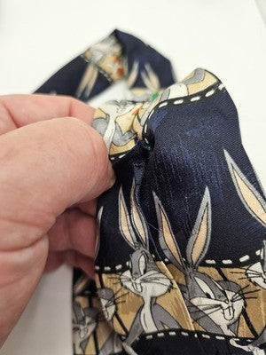 Marks and Spencer Silk Tie Mens Blue Bugs Bunny Looney Tunes Novelty Clearance Vintage Retro