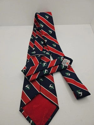 Turnbull and Asser Deer Pattern Blue Mens Silk Tie Wedding Formal Neck Tie BX17 Vintage Retro