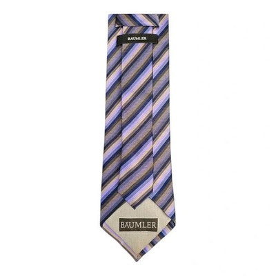 Baumler Purple and Navy Striped Silk Tie Mens Vintage Retro Wedding Formal Designer Classic