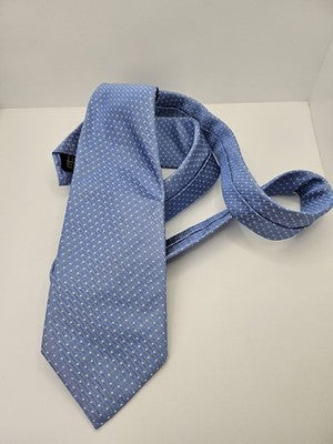 Dunhill Silk Tie Mens Blue White Polka Dot Spotted Vtg Wedding Neck Tie Vintage Retro Formal