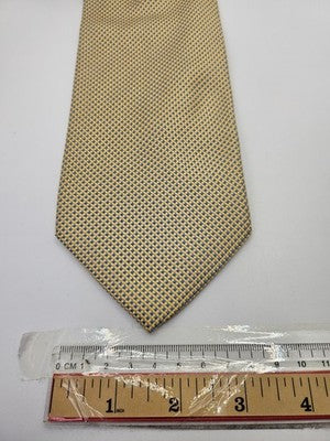Thomas Pink Silk Tie Mens Yellow Blue Micro Check Geometric Wedding Neck Tie Vintage Retro