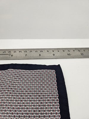 Silk Pocket Square Mens Navy Geometric Vtg Wedding Handkerchief Hankie Formal Suit Vintage