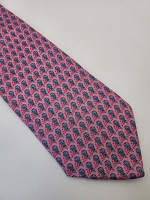 Charles Tyrwhitt Silk Tie Mens Pink Blue Floral Shell Wedding Neck Tie Vintage Retro Formal