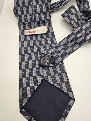 Disney Store Silk Tie Mens Grey Blue Winnie the Pooh Novelty Neck Tie Clearance Vintage Retro