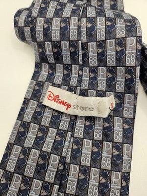 Disney Store Silk Tie Mens Grey Blue Winnie the Pooh Novelty Neck Tie Clearance Vintage Retro