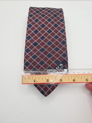 Lords cricket Ground Blue Check Mens Silk Tie Classic Designer Necktie BX12 Vint Vintage Retro