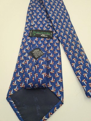 Tie Rack Blue Boat Pattern Mens Silk Tie Classic Designer Necktie BX12 Vintage R Retro Wedding