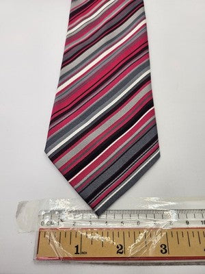 Paul Smith Silk Tie Mens Pink Grey Black Striped Diagonal Wedding Neck Tie Vintage Retro Formal