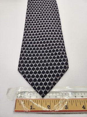 Hermes Silk Tie Mens Black White Scales Geometric Vtg Wedding Neck Tie Vintage Retro Formal
