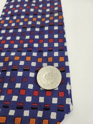 Paul Smith Silk Tie Mens Blue Red Orange Geometric Squares Retro Neck Clearance Vintage Wedding