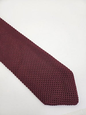 Jennis and Warmann Skinny Knitted Burgundy Tie Men Woven Square End Necktie Mens Vintage Retro