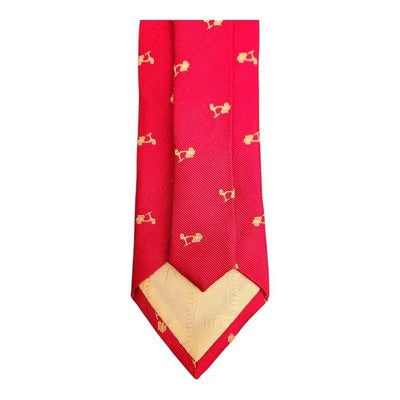 TM Lewin Red Silk Tie with Yellow Scooter Motif Mens Vintage Retro Wedding Formal Designer