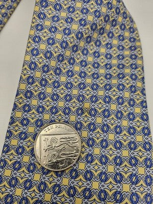 Loewe Silk Tie Mens Blue Yellow Geometric Circles Retro Wedding Neck Clearance Vintage Formal