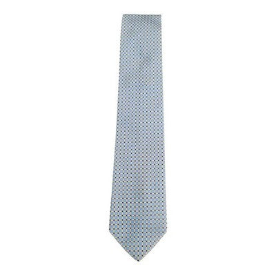 TM Lewin Pale Blue and Yellow Square Pattern All Silk Tie Mens Vintage Retro Wedding Formal