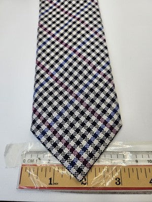 Charles Tyrwhitt Silk Tie Mens Purple Blue White Houndstooth Check Neck Tie Vintage Retro