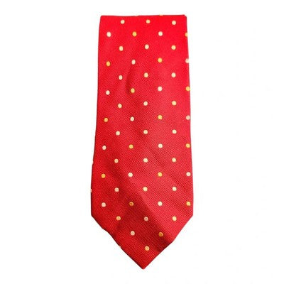 TM Lewin Red and Yellow Spotty All Silk Tie Mens Vintage Retro Wedding Formal Designer Classic