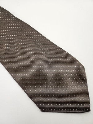 Mens Silk Tie Brown White Polka Dot Textured Vtg Wedding Neck Tie Italy Vintage Retro Formal