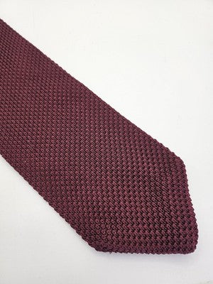 DQT London Skinny Knitted Burgundy Tie Men Plain Woven Square End Necktie Mod Mens Vintage