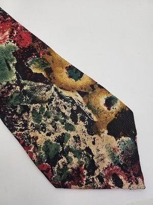 Ermenegildo Zegna Silk Tie Mens Multicoloured Abstract Floral Vtg Clearance Vintage Retro