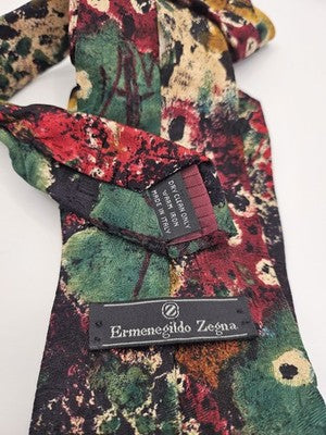 Ermenegildo Zegna Silk Tie Mens Multicoloured Abstract Floral Vtg Clearance Vintage Retro