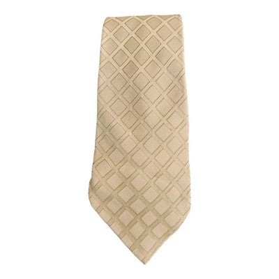 Ben Sherman Cream and Green Silk Tie Mens Vintage Retro Wedding Formal Designer Classic Necktie