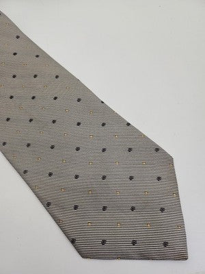 Tommy Hilfiger Silk Tie Mens Grey Beige Polka Dot Spots Vtg Wedding Clearance Vintage Retro