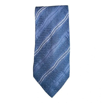 Jaeger Blue Woven Stripe Silk Tie Mens Vintage Retro Wedding Formal Designer Classic Necktie