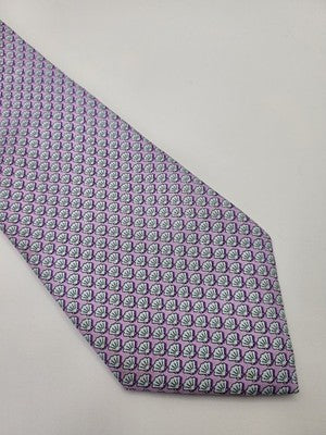 Reef Knots Silk Tie Mens Purple Aqua Shell Seashell Wedding Neck Tie Vintage Retro Formal