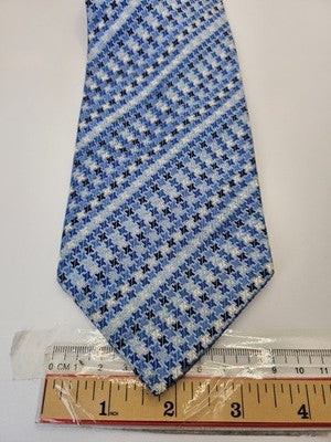 Charles Tyrwhitt Silk Tie Mens Blue White Houndstooth Check Wedding Neck Tie Vintage Retro