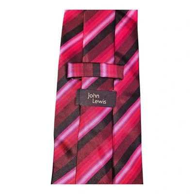 John Lewis Chunky Satin Red and Black Striped Tie Mens Vintage Retro Wedding Formal Designer