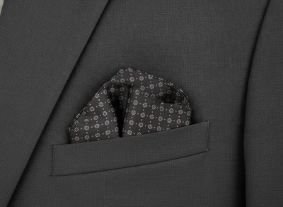 Silk Pocket Square Mens Black Floral Vtg Wedding Handkerchief Hankie Formal Suit Vintage