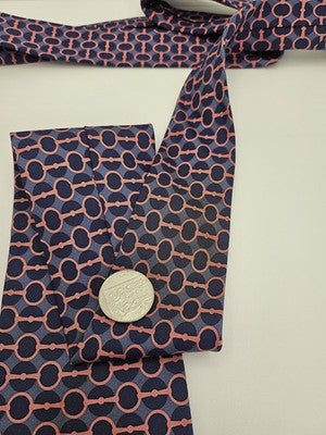 Gucci Silk Tie Mens Blue Pink Horsebit Geometric Circles Vtg Wedding Clearance Vintage Retro