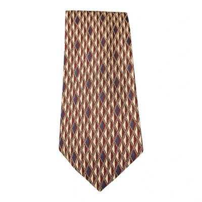 Madison Avenue By Gelger Vintage Gold and Red Diamond Tie Mens Retro Wedding Formal Designer