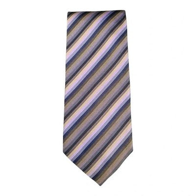 Baumler Purple and Navy Striped Silk Tie Mens Vintage Retro Wedding Formal Designer Classic