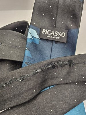 Picasso Silk Tie Mens Blue Looney Tunes Novelty Cartoon Vtg Wedding Clearance Vintage Retro