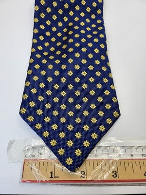 Charles Tyrwhitt Silk Tie Mens Blue Yellow Floral Vtg Wedding Neck Tie Vintage Retro Formal