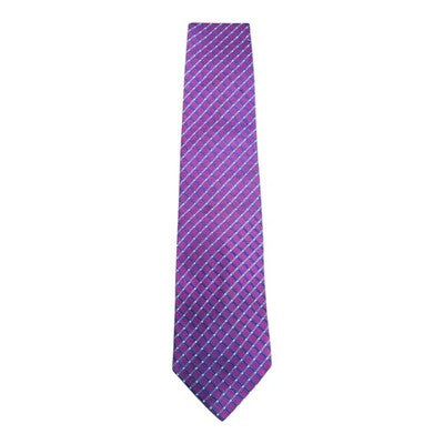 TM Lewin Purple Check Silk Tie Mens Vintage Retro Wedding Formal Designer Classic Necktie