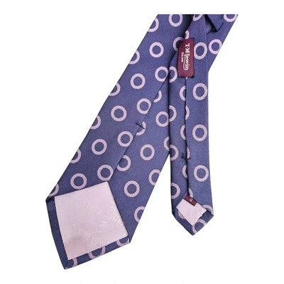 TM Lewin Purple Lilac Ring Pattern Silk Tie Mens Vintage Retro Wedding Formal Designer Classic