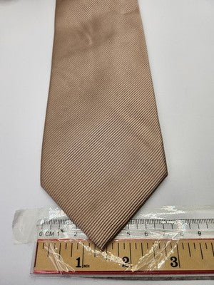 Van Buck Silk Tie Mens Beige Bronze Ribbed Textured Twill Wedding Neck Tie Vintage Retro Formal