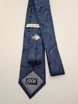Blue Paisley Jacquard Pattern Silk Tie | Designer Mens Tie UK  BX13 Vintage Retr Retro Wedding